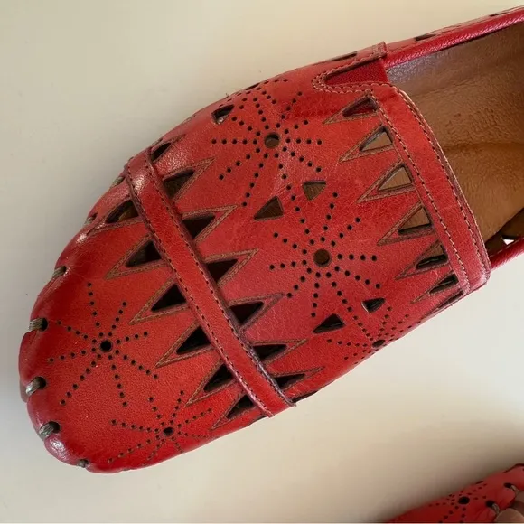 Spring Step- Red Leather Fusaro Loafer-Eyelet-Comfort-Spring- Women’s 37
