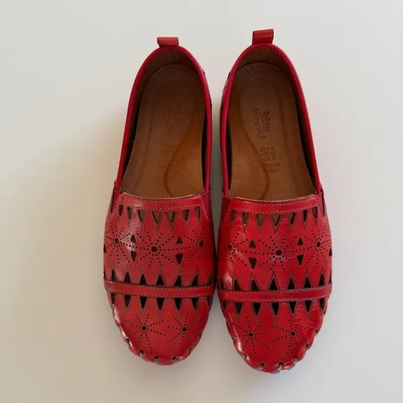 Spring Step- Red Leather Fusaro Loafer-Eyelet-Comfort-Spring- Women’s 37