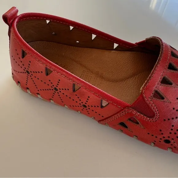 Spring Step- Red Leather Fusaro Loafer-Eyelet-Comfort-Spring- Women’s 37