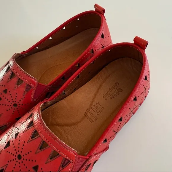 Spring Step- Red Leather Fusaro Loafer-Eyelet-Comfort-Spring- Women’s 37