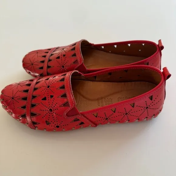 Spring Step- Red Leather Fusaro Loafer-Eyelet-Comfort-Spring- Women’s 37