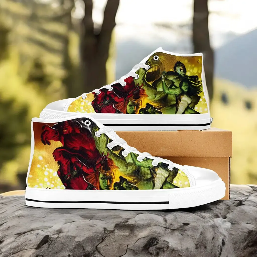 The Incredible Hulk Comic Shoes High Top Sneakers for Kids and Adults