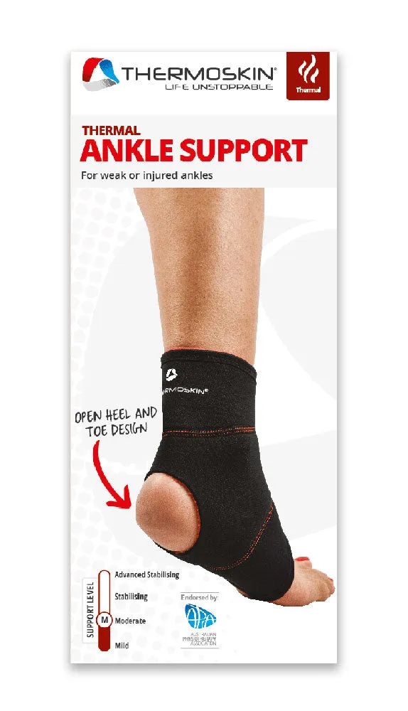 Thermoskin Thermal Ankle Support - Small to Medium, Black Colour