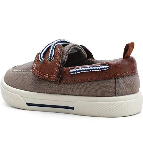 tombik Toddler Boys Canvas Sneakers, Brown Loafers
