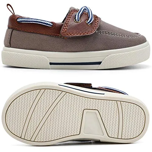 tombik Toddler Boys Canvas Sneakers, Brown Loafers