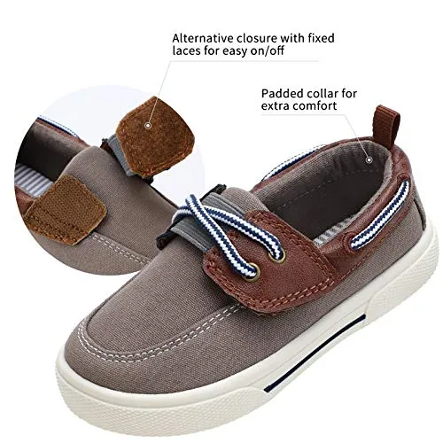 tombik Toddler Boys Canvas Sneakers, Brown Loafers