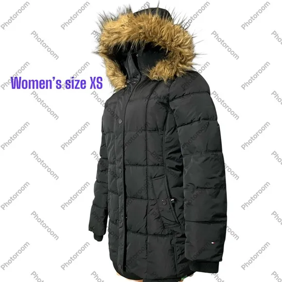 TOMMY HILFIGER WOMENS SIZE XS BLACK WINTER JACKET