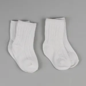 Two Pack Baby mid knee high Socks - White - Pex Cannes