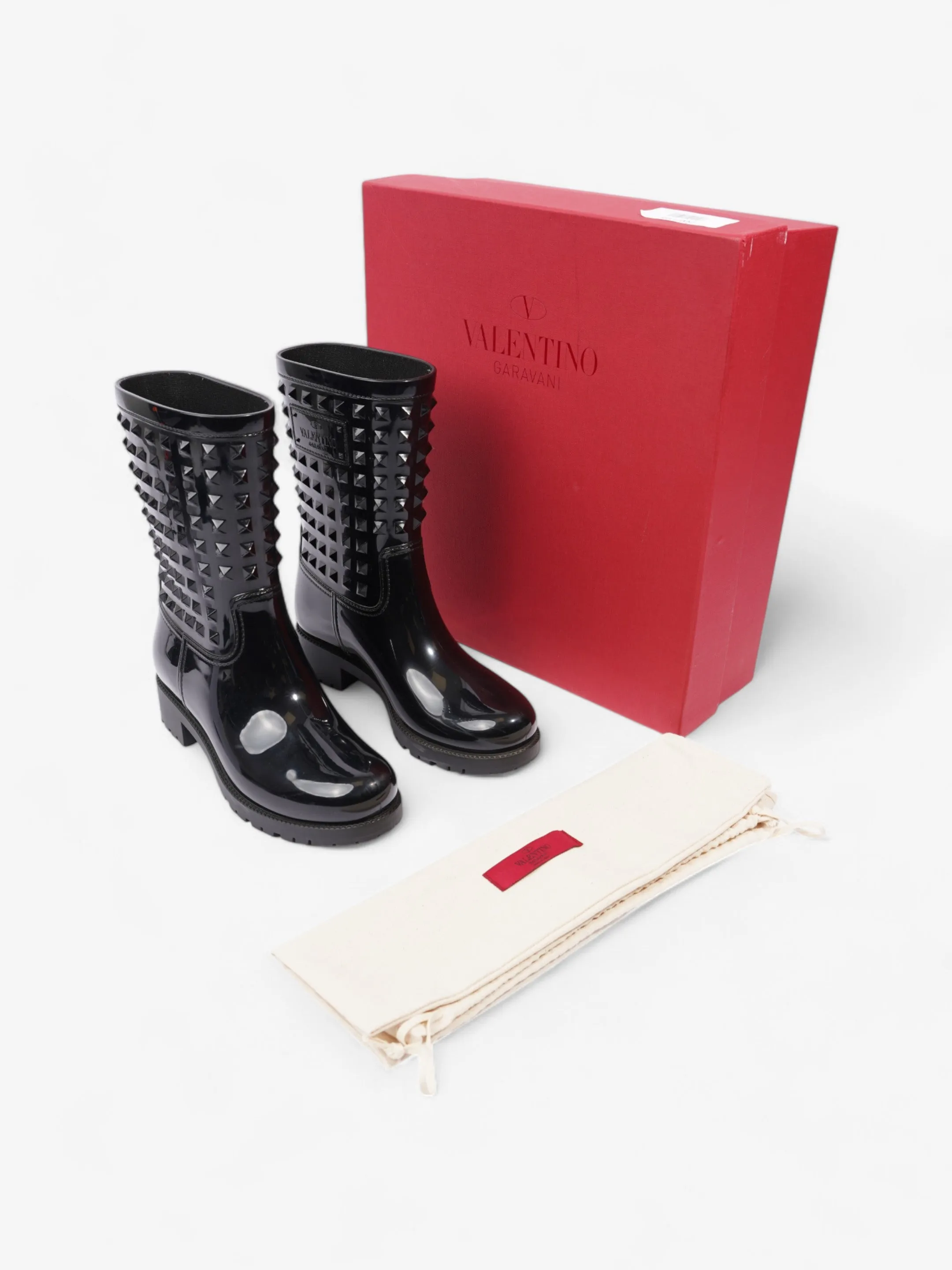 Valentino Rain Boots Black Rubber EU 37 UK 4