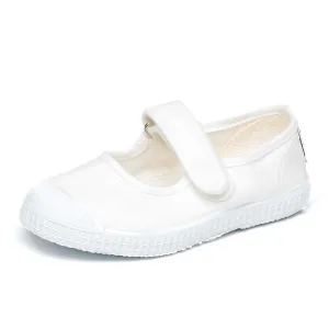 Velcro Mary Janes - White