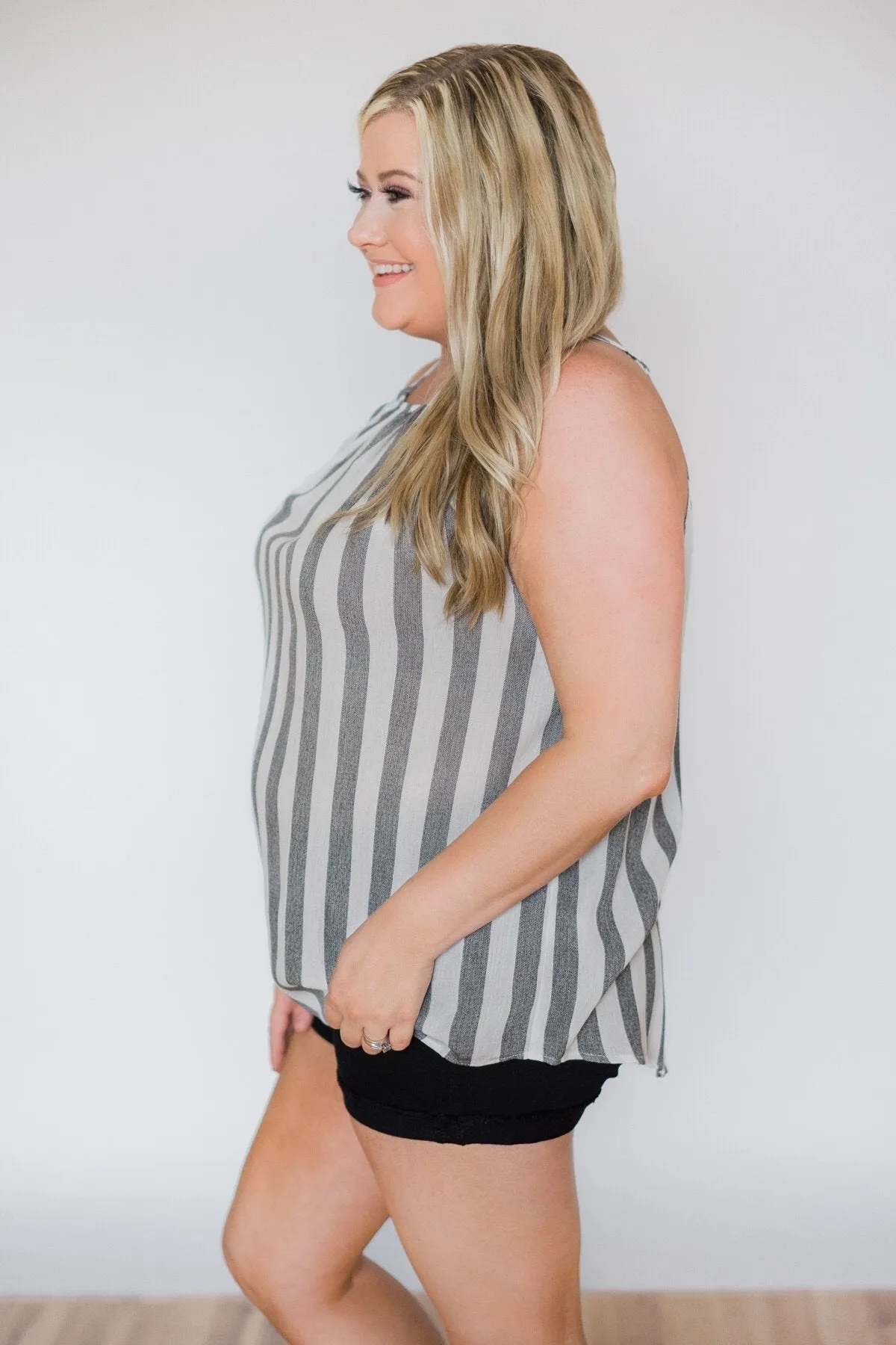 Walk On By Striped Halter Tank Top