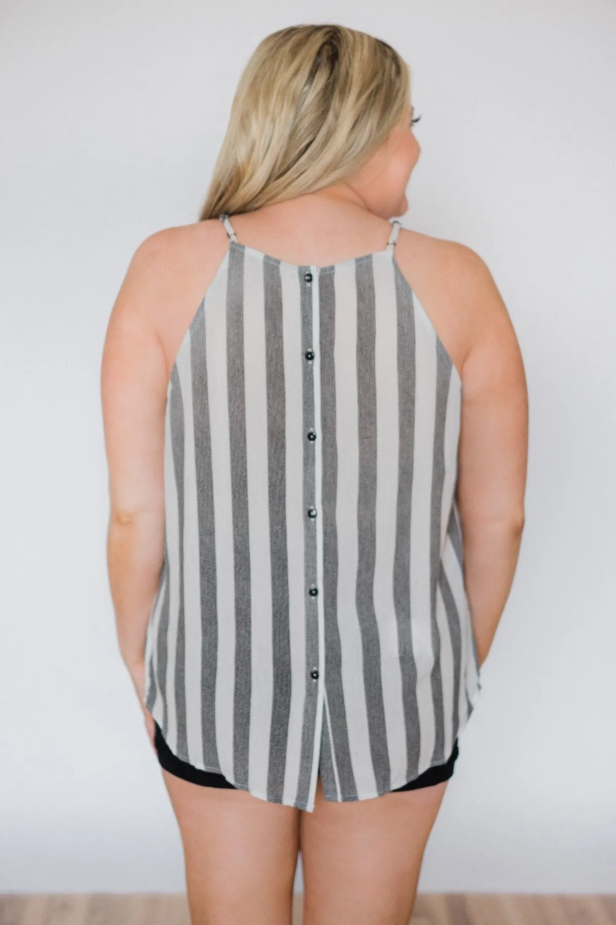 Walk On By Striped Halter Tank Top