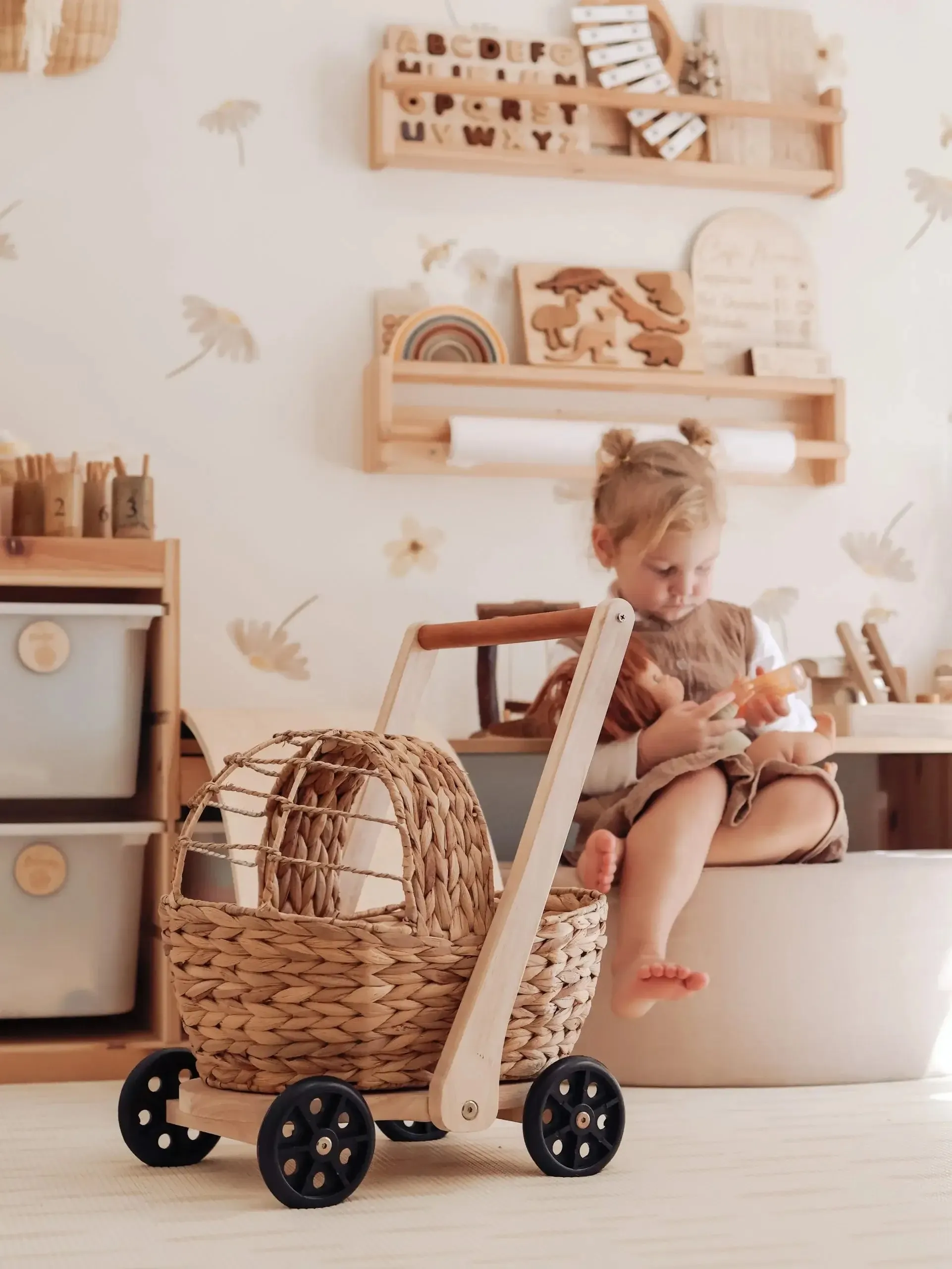 Water Hyacinth Doll Pram & Walker