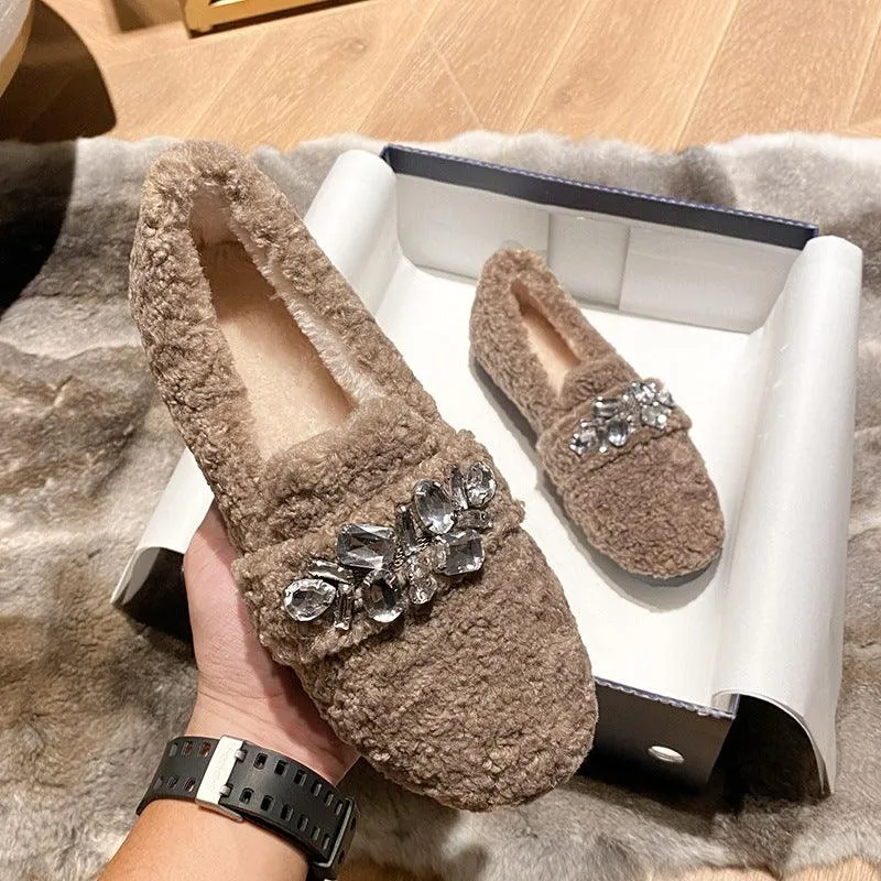 Wear Lamb Wool Lazy Shoes With Cashmere