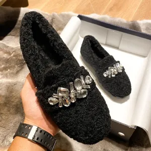 Wear Lamb Wool Lazy Shoes With Cashmere