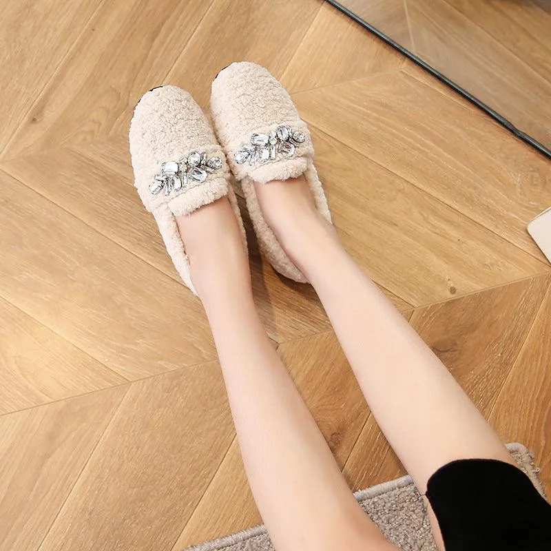 Wear Lamb Wool Lazy Shoes With Cashmere