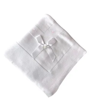 White & pink Knitted Blanket