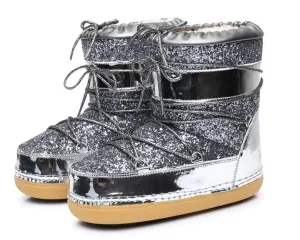 Winter Women Snow Boots Parent-Kid Waterproof Platform Non-slip Boots Children Boys Girls Lace-up Glitter Cotton Ski Boots