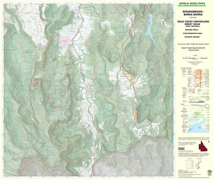World Wide Maps Springbrook to Binna Burra Great Walk Map